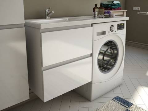 Тумба с раковиной Dallas Luxe 1400 навесная 2 ящика левая