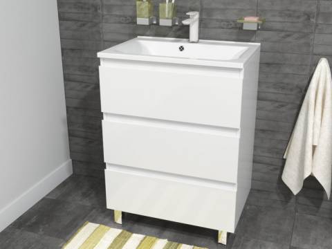 Тумба с раковиной Bali new 650 напольная 3 ящика