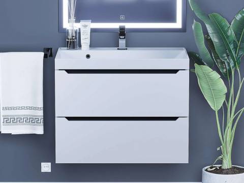 Тумба с раковиной Uperwood Tanos матовая белая/графит 70 см