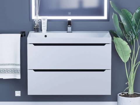 Тумба с раковиной Uperwood Tanos матовая белая/графит 80 см