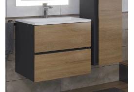 Тумба с раковиной Uperwood Barsa 60 см раковина белая-тумба черная/дуб сонома