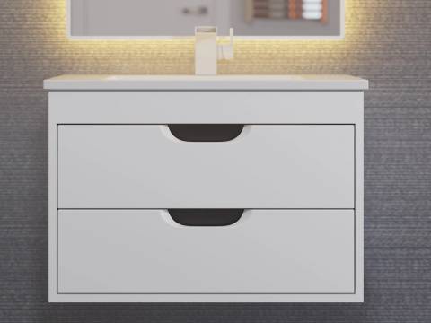 Тумба с раковиной Uperwood Modul матовая белая/графит 65 см
