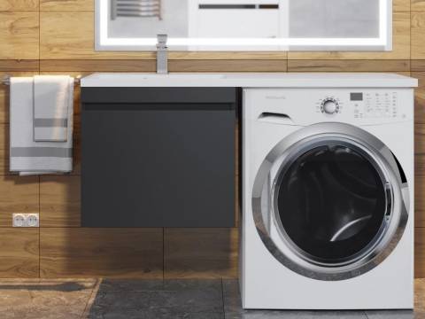 Тумба с раковиной Uperwood Magenta 60-120 см подвесная черная выдвижной ящик левая