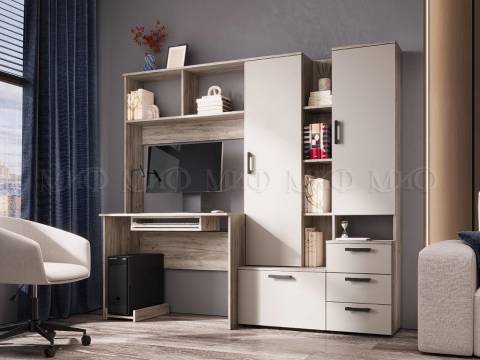 Стол компьютерный №6 Миф Кашемир, Крафт серый