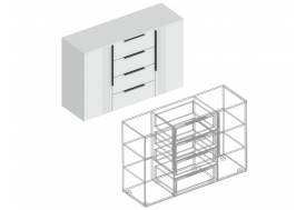 Комод Вита 2-створки с 4 ящиками белый лофт