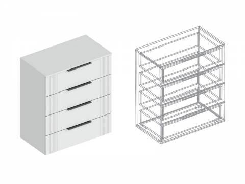 Комод Вита с 4 ящиками белый лофт