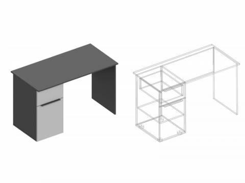 Стол письменный Вита левый тёмно серый лофт