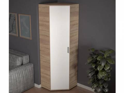 Шкаф угловой со штангой и полками арт. 522 дуб сонома/белый