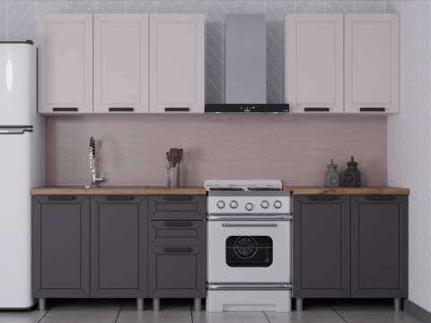 Кухонный гарнитур Лилия 2000 мм Кашемир/Сталь