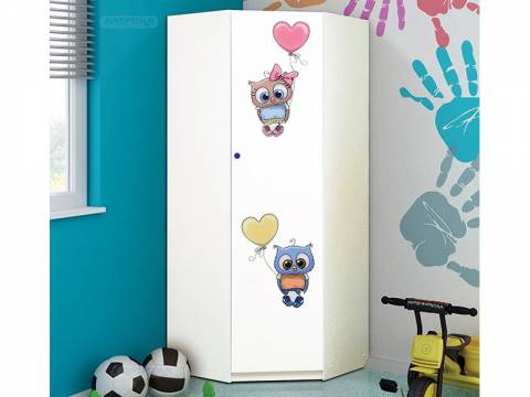 Шкаф угловой с фотопечатью Совята 2.2